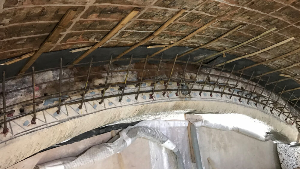 Installing reinforcement to repair the canal bridge