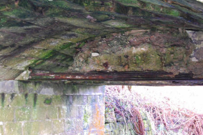 Bridge soffit showing concrete infill at Calderdale Bridge