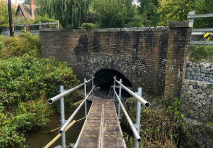 The completed bridge repair after the bridge strike on the highway in Surrey